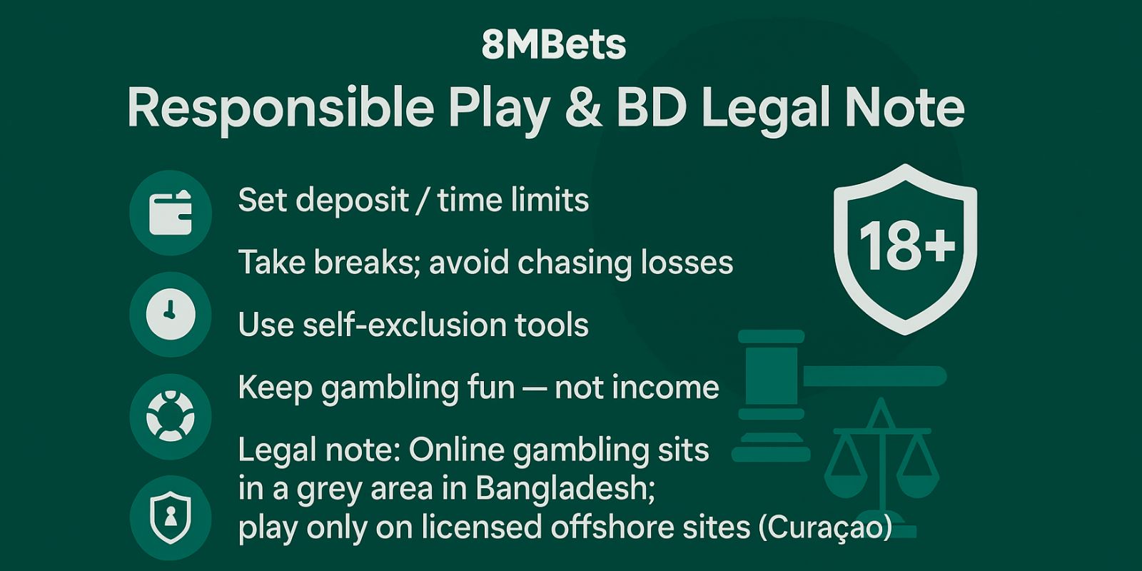 8MBets Responsible Play & BD Legal Note