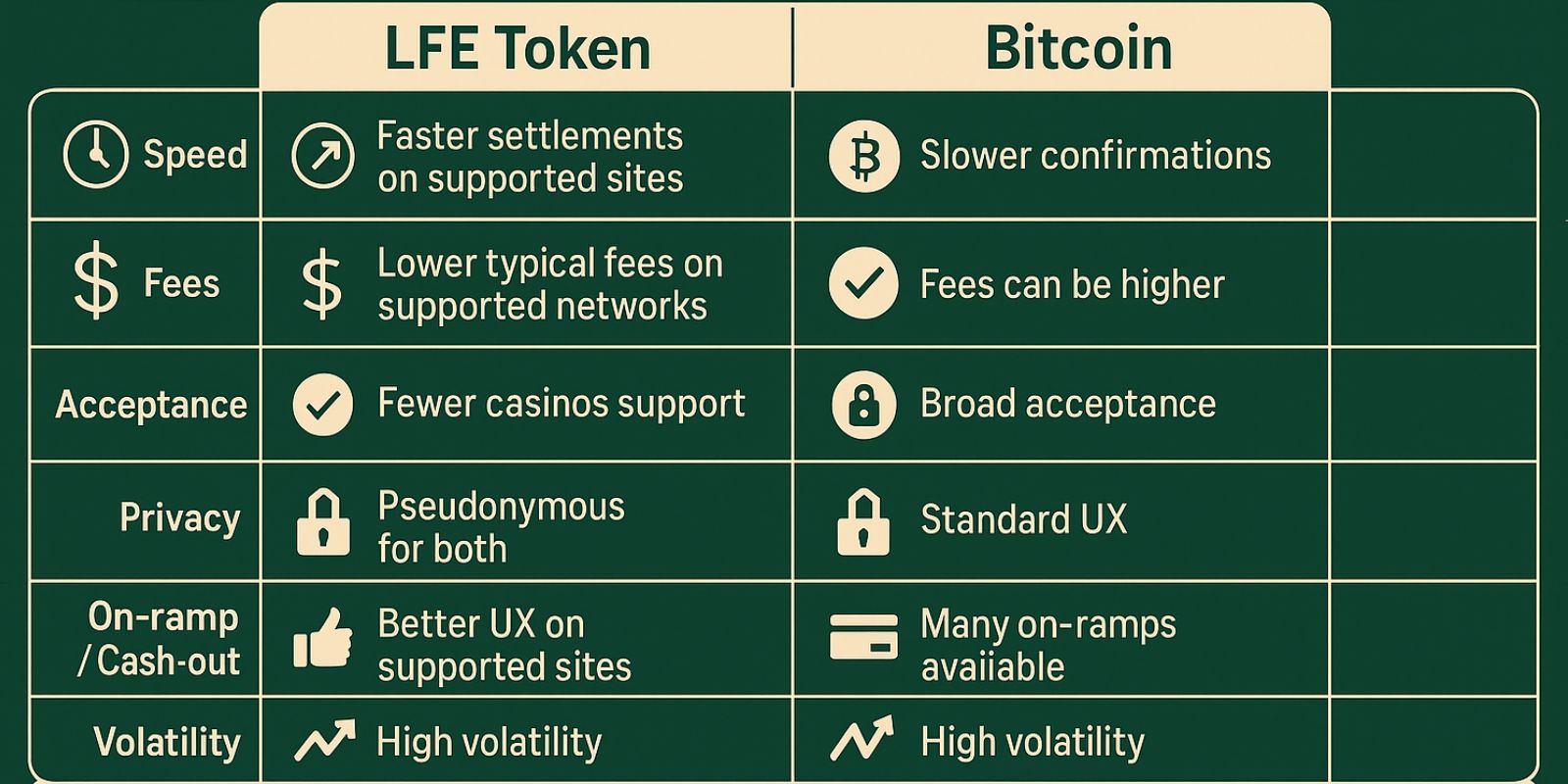 Pros and Cons of LFE Token and Bitcoin for Gambling